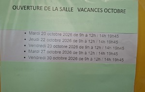 Initiation du 11 Octobre 2026 et fermeture du COSEC pendant les vacances scolaires